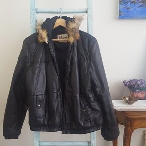 Leather bomber jacket